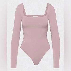 Aritzia Light Baby Pink Contour Square Neck Bodysuit